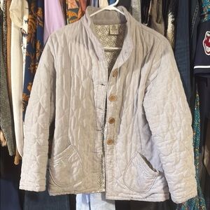 Light Gray Quilted Pea Coat with Button Front